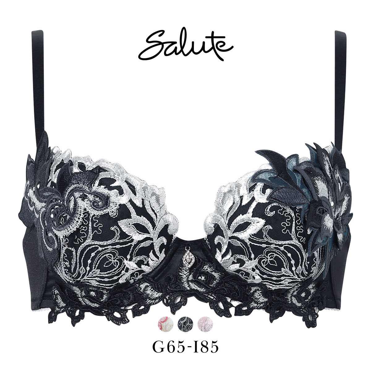 ワコール サルート 38グループ 38G P-UP ブラジャー プッシュアップ GHI 谷間 大きいサイズ Wacoal Salute BTJ438 26SSブライト(BK-ブラック-G65)