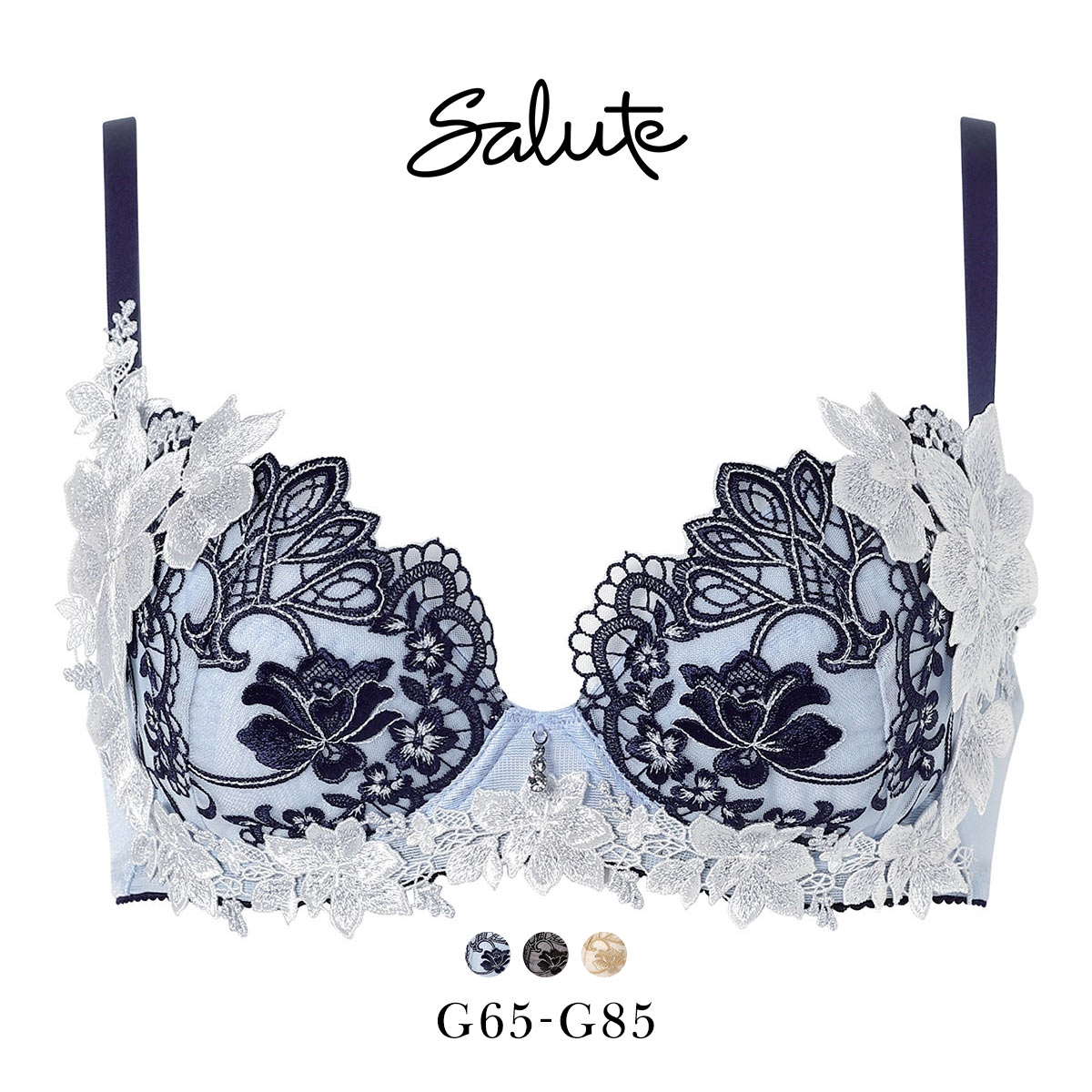 ワコール サルート 48グループ 48G P-UP ブラジャー プッシュアップ G 谷間 大きいサイズ 下着 Wacoal Salute BTJ448 26AWブライト(SX-サックス-G65)