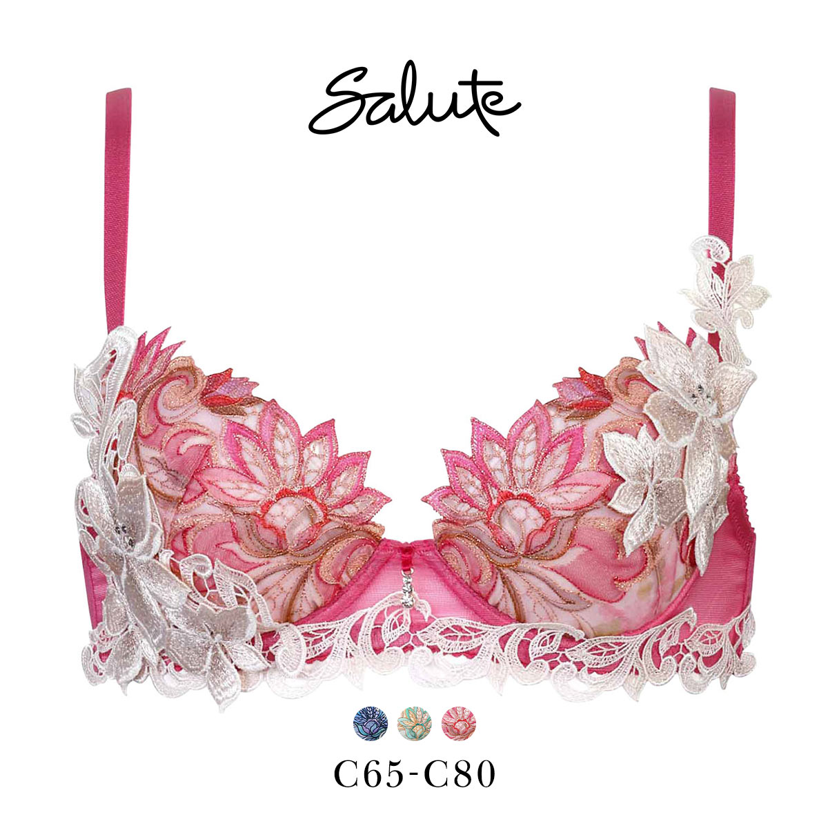 ワコール サルート 80グループ 80G P-UP ブラジャー C プッシュアップ Wacoal Salute BTJ480 25SS先行プレステージ(RP-ロマンピンク-C65)