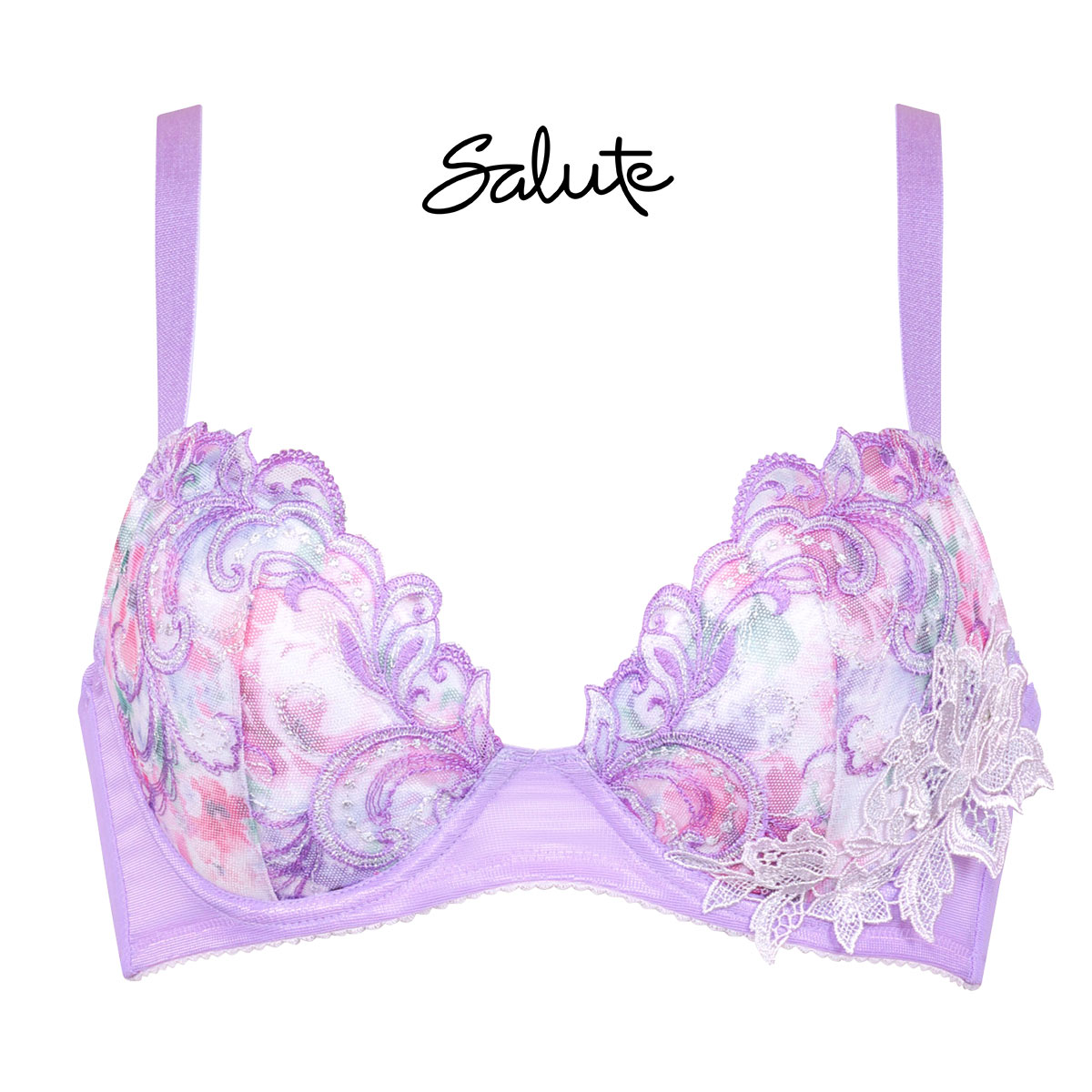 ワコール Wacoal サルート Salute 07G BTJ707 Real Up Bra ブラジャー G リアルアップブラ 谷間 脇高 単品 24SS ブルーム(PU-パープル-G65)