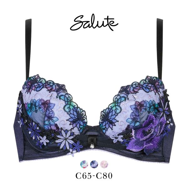ワコール サルート 50グループ 50G リボンブラ ブラジャー C 谷間キープ Wacoal Salute BTJ750 25SS先行コア