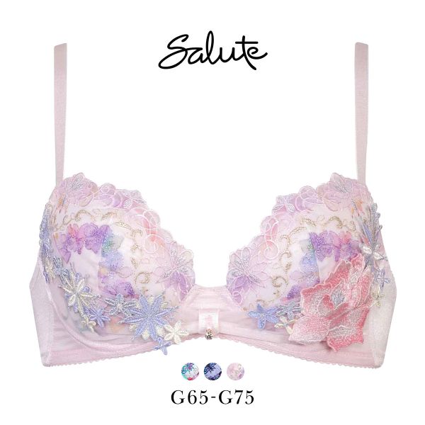 ワコール サルート 50グループ 50G リボンブラ ブラジャー G 谷間キープ Wacoal Salute BTJ750 25SS先行コア