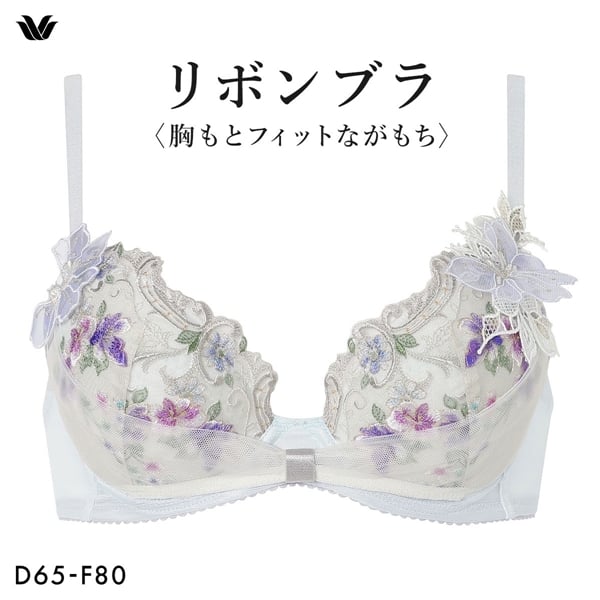 ワコール リボンブラ 胸もとフィットながもち BXB400 プレシャス ブラジャー 大きいサイズ DEF Wacoal