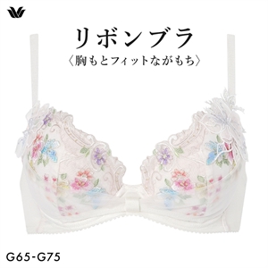 ワコール リボンブラ 胸もとフィットながもち BXB400 プレシャス ブラジャー 大きいサイズ G Wacoal