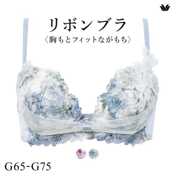 ワコール BXB490 リボンブラ 胸もとフィットながもち プレシャス ブラジャー 大きいサイズ G Wacoal