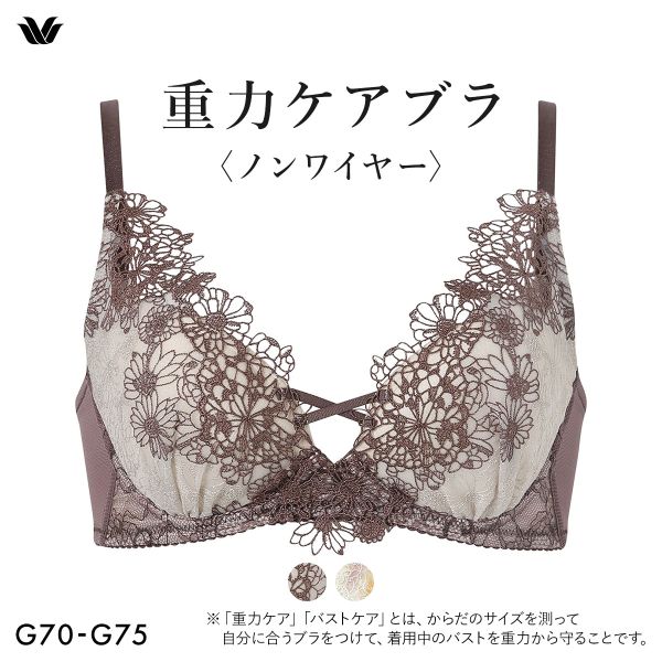 ワコール 重力ケアブラ ノンワイヤー プレミアム 25series BXD125 25G ブラジャー G Wacoal 大きいサイズ(BR-ブラウン-G70)