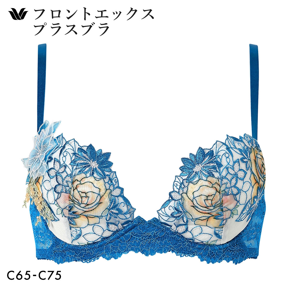 ワコール フロントエックスプラスブラ プレミアム 28series BXD428 28G 3/4カップブラジャー C Wacoal(BU-ブルー-C65)