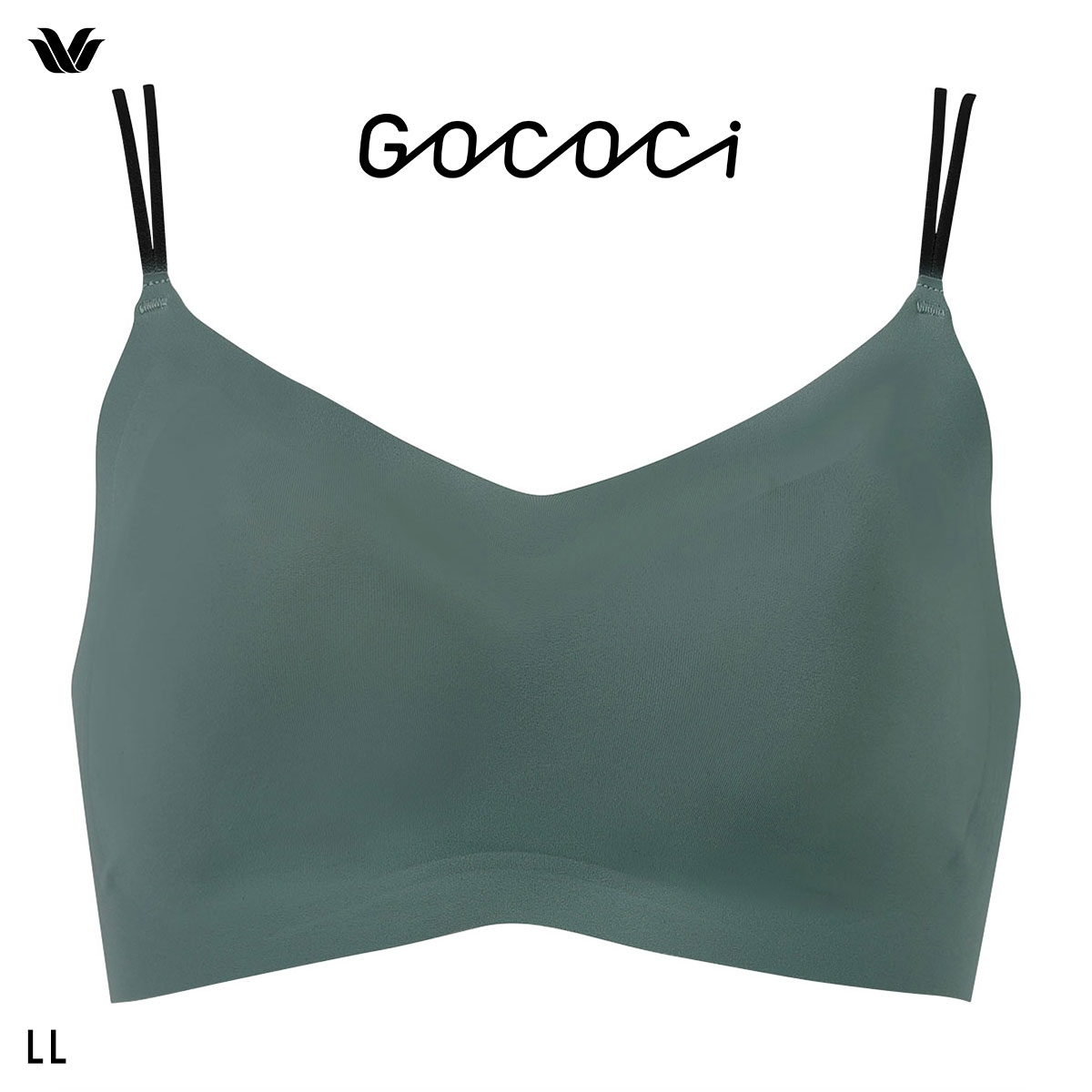 ワコール ゴコチ CGG233 ハーフトップ ノンワイヤー ブラジャー LL ブラレット ワイヤレス Wacoal GOCOCi(GR-グリーン-LL)