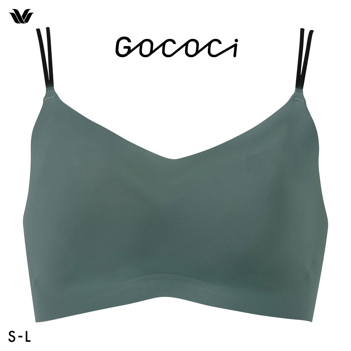 ワコール ゴコチ CGG233 ハーフトップ ノンワイヤー ブラジャー SML ブラレット ワイヤレス Wacoal GOCOCi(GR-グリーン-S)