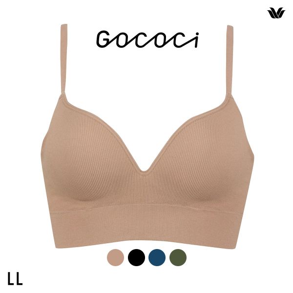 ワコール ゴコチ CGG255 リブ ハーフトップ バストラインきれい ノンワイヤー ブラジャー LL ブラレット ワイヤレス Wacoal GOCOCi