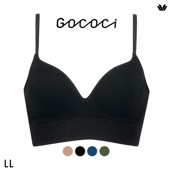 ワコール ゴコチ CGG255 リブ ハーフトップ バストラインきれい ノンワイヤー ブラジャー LL ブラレット ワイヤレス Wacoal GOCOCi