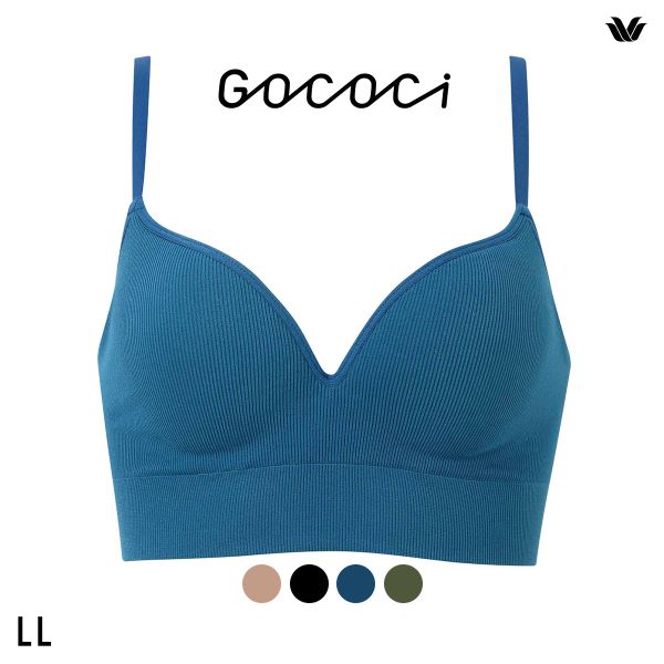 ワコール ゴコチ CGG255 リブ ハーフトップ バストラインきれい ノンワイヤー ブラジャー LL ブラレット ワイヤレス Wacoal GOCOCi
