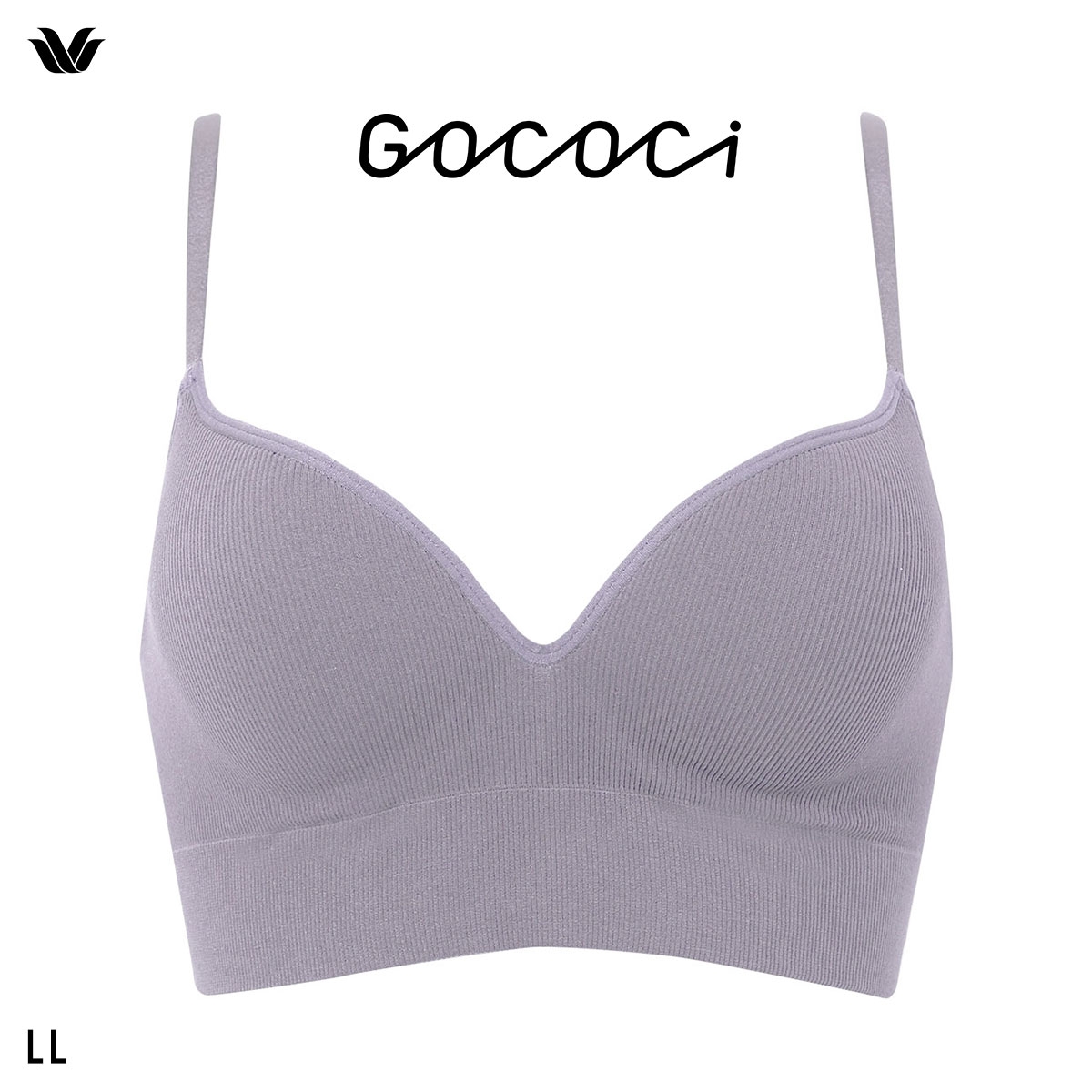 ワコール ゴコチ CGG255 リブ ハーフトップ バストラインきれい ノンワイヤー ブラジャー LL ブラレット ワイヤレス Wacoal GOCOCi(PU-パープル-LL(UB-))