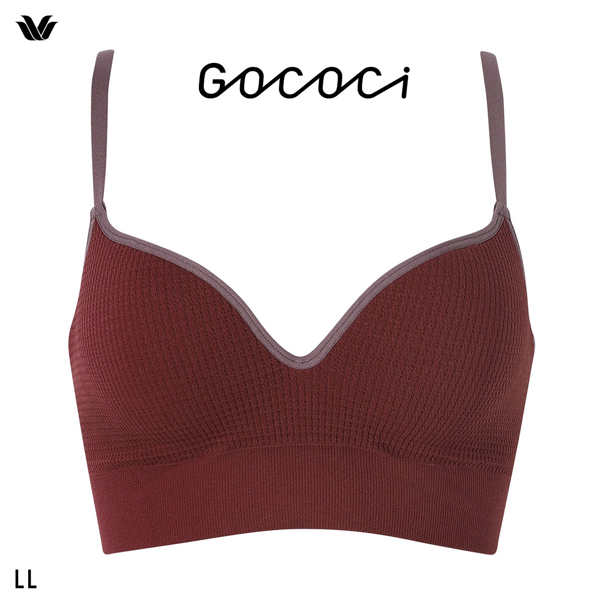 ワコール ゴコチ CGG255 リブ ハーフトップ バストラインきれい ノンワイヤー ブラジャー LL ブラレット ワイヤレス Wacoal GOCOCi(BR-ブラウン-LL(UB-))