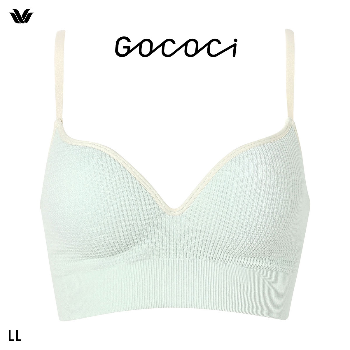 ワコール ゴコチ CGG255 リブ ハーフトップ バストラインきれい ノンワイヤー ブラジャー LL ブラレット ワイヤレス Wacoal GOCOCi(ME-メロン-LL(UB-))
