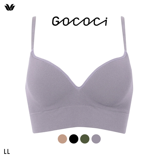 ワコール ゴコチ CGG255 リブ ハーフトップ バストラインきれい ノンワイヤー ブラジャー LL ブラレット ワイヤレス Wacoal GOCOCi