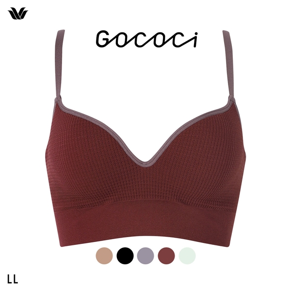 ワコール ゴコチ CGG255 リブ ハーフトップ バストラインきれい ノンワイヤー ブラジャー LL ブラレット ワイヤレス Wacoal GOCOCi