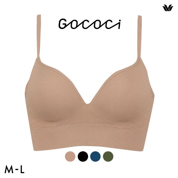 ワコール ゴコチ CGG255 リブ ハーフトップ バストラインきれい ノンワイヤー ブラジャー ML ブラレット ワイヤレス Wacoal GOCOCi