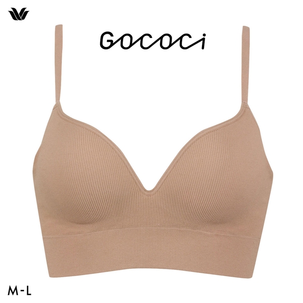 ワコール ゴコチ CGG255 リブ ハーフトップ バストラインきれい ノンワイヤー ブラジャー ML ブラレット ワイヤレス Wacoal GOCOCi