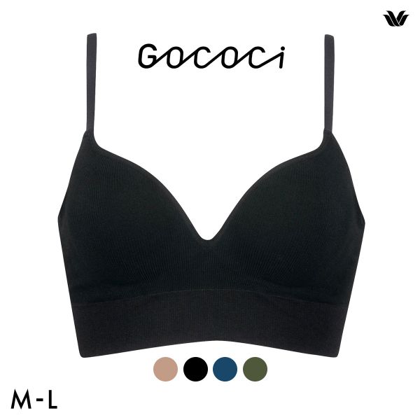 ワコール ゴコチ CGG255 リブ ハーフトップ バストラインきれい ノンワイヤー ブラジャー ML ブラレット ワイヤレス Wacoal GOCOCi