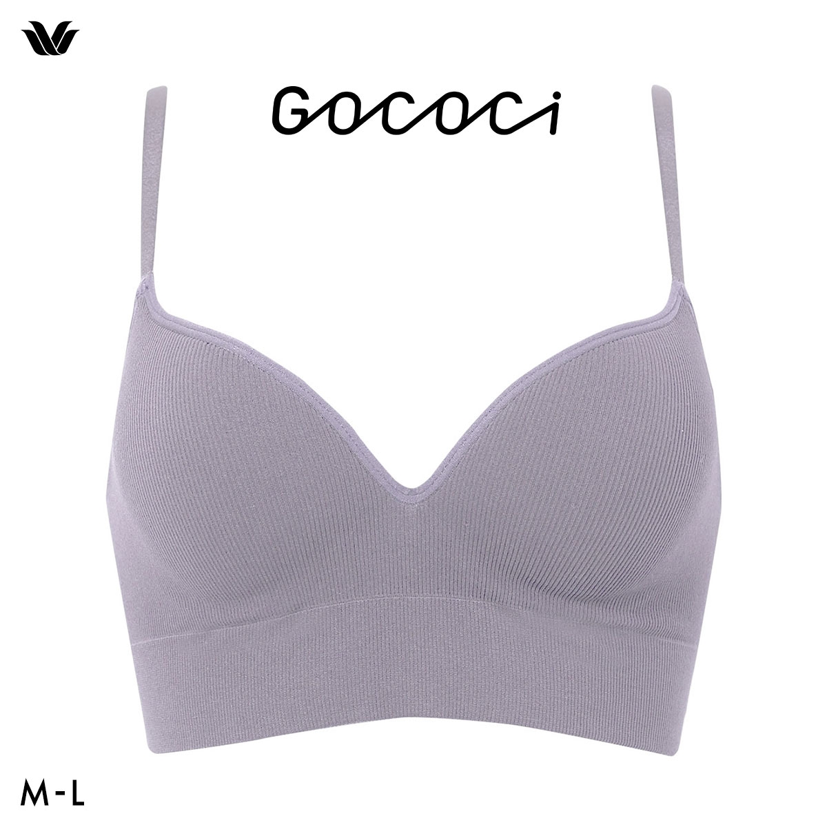 ワコール ゴコチ CGG255 リブ ハーフトップ バストラインきれい ノンワイヤー ブラジャー ML ブラレット ワイヤレス Wacoal GOCOCi(PU-パープル-M(UB-))