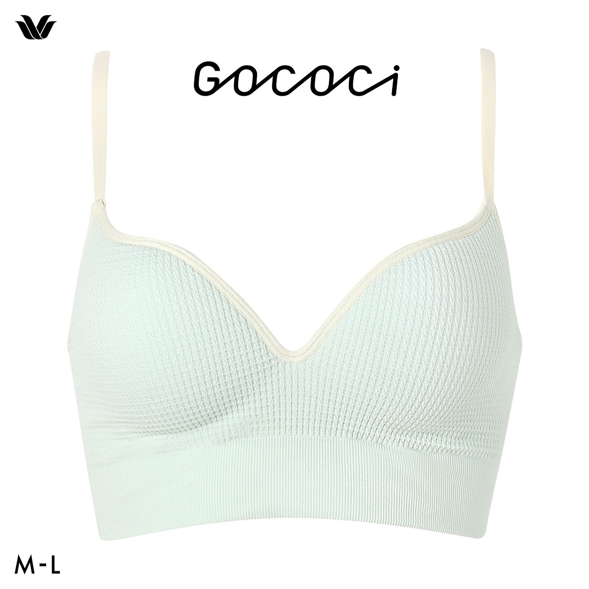 ワコール ゴコチ CGG255 リブ ハーフトップ バストラインきれい ノンワイヤー ブラジャー ML ブラレット ワイヤレス Wacoal GOCOCi(ME-メロン-M(UB-))