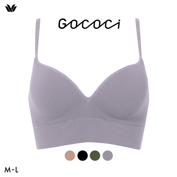 ワコール ゴコチ CGG255 リブ ハーフトップ バストラインきれい ノンワイヤー ブラジャー ML ブラレット ワイヤレス Wacoal GOCOCi