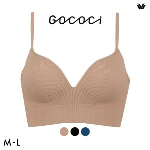 ワコール ゴコチ CGG255 リブ ハーフトップ バストラインきれい ノンワイヤー ブラジャー ML ブラレット ワイヤレス Wacoal GOCOCi
