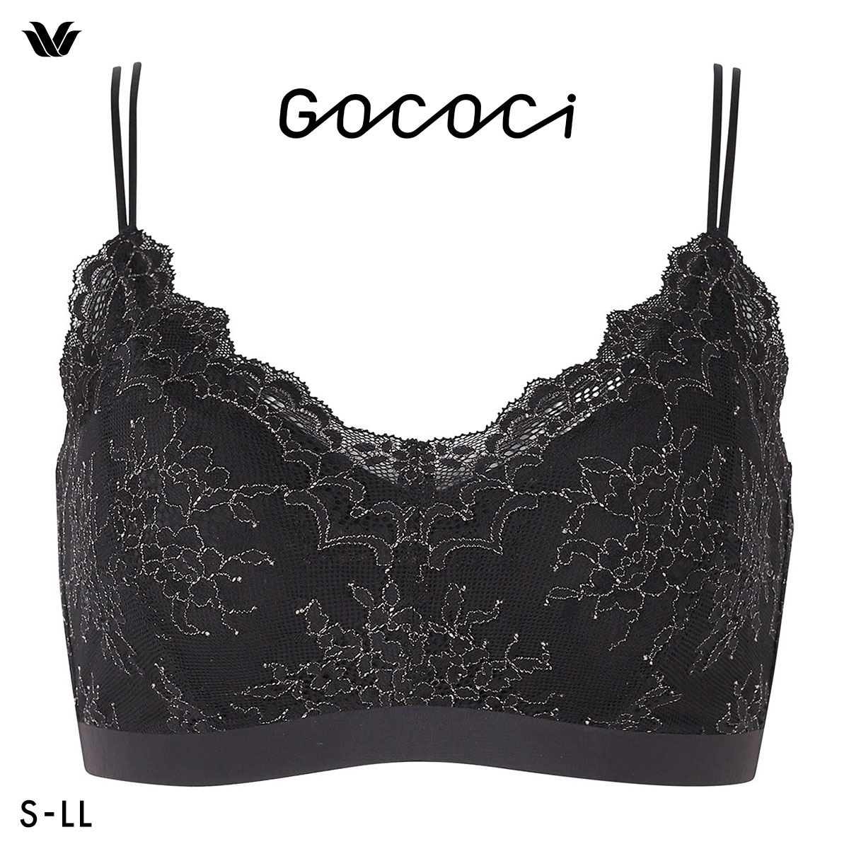 ワコール ゴコチ レーシィ CGG289 ブラジャー ハーフトップ ノンワイヤー ML 単品 ブラレット Wacoal GOCOCi(BK-ブラック-S)