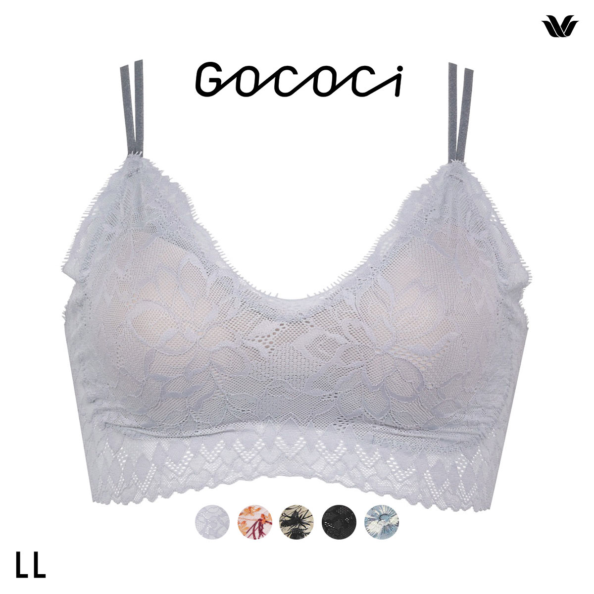 ワコール Wacoal ゴコチ GOCOCi レース CGG297 ラクに美胸キープ ブラジャー ハーフトップ ノンワイヤー LL 単品 ブラレット(GY-グレー-LL)