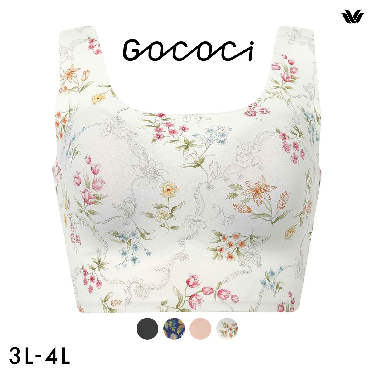 ワコール Wacoal ゴコチ GOCOCi CGG533 ラクに美胸キープ シームレス ノンワイヤー ブラジャー 3L 4L フラット 無縫製 単品(FLO-花-3L)