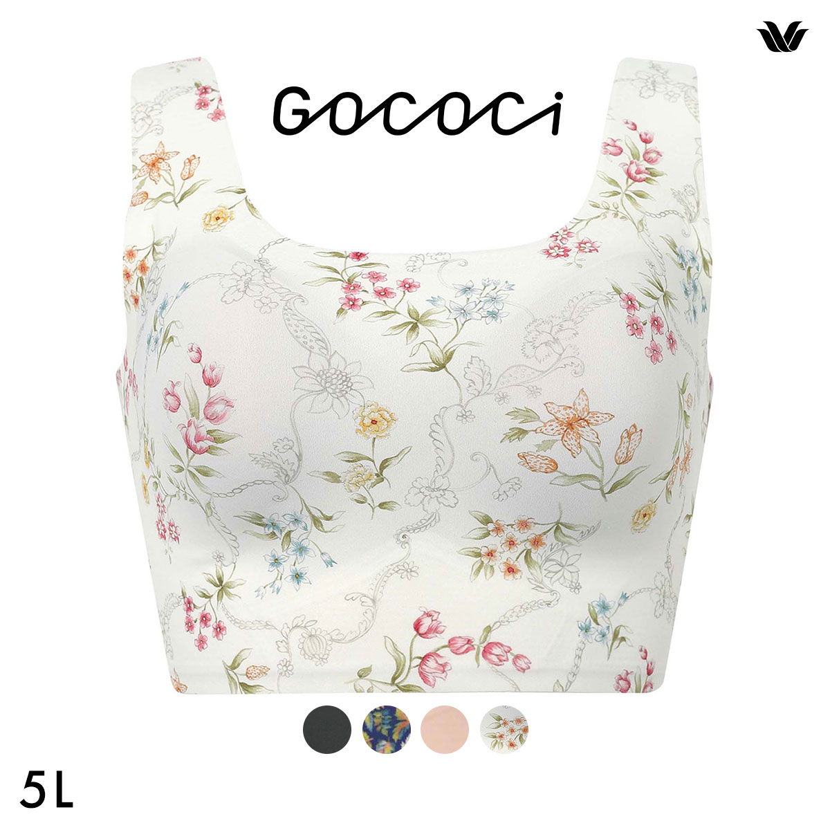 ワコール Wacoal ゴコチ GOCOCi CGG533 ラクに美胸キープ シームレス ノンワイヤー ブラジャー 5L フラット 無縫製 単品(FLO-花-5L)