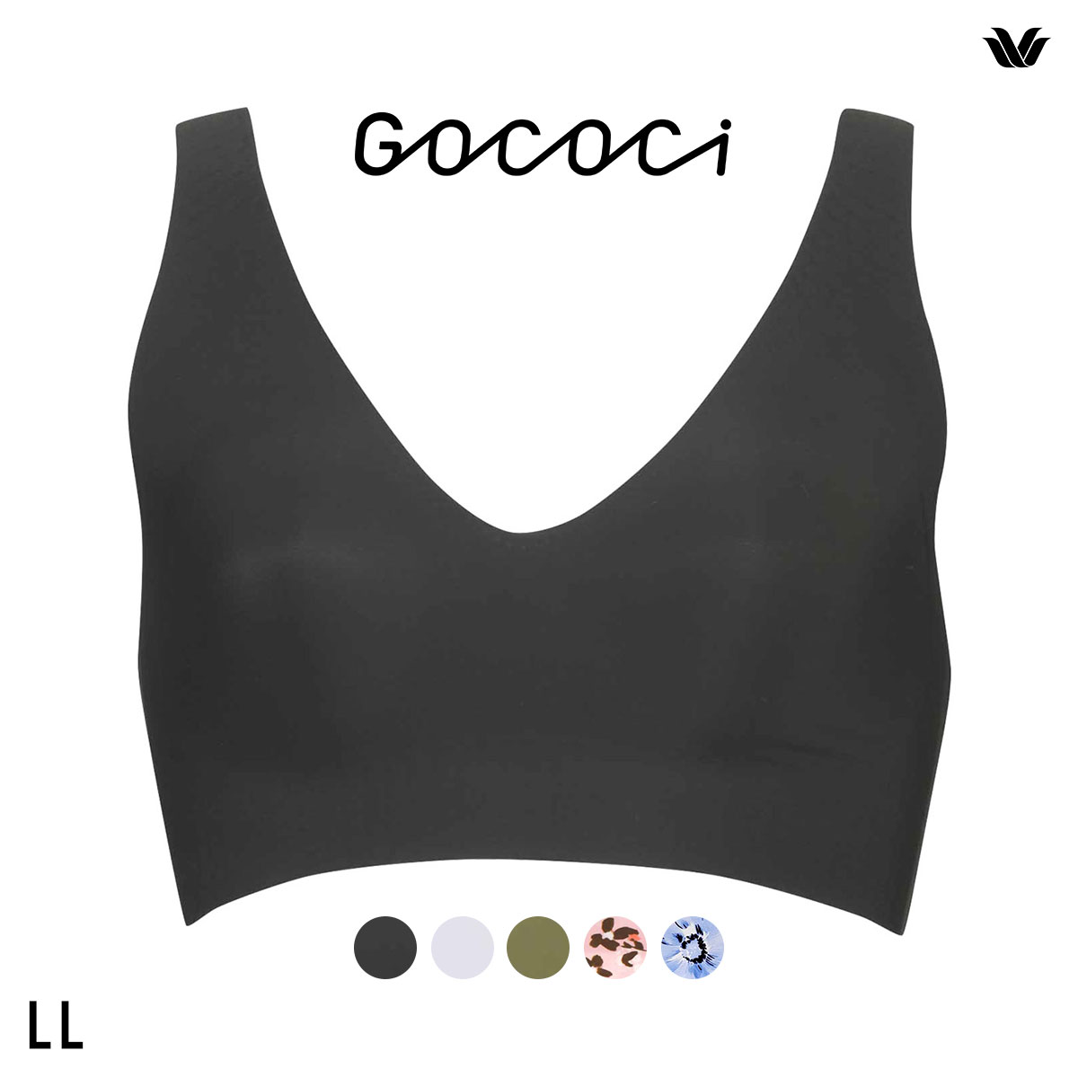 ワコール Wacoal ゴコチ GOCOCi CGG536 ラクに美胸キープ シームレス ノンワイヤーブラ Vネック LL フラット 無縫製 ワイヤレスブラ ブラジャー(BK-ブラック-LL)