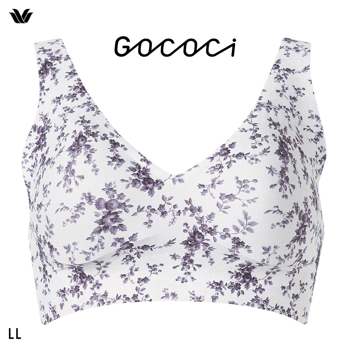 ワコール Wacoal ゴコチ GOCOCi CGG536 ラクに美胸キープ シームレス ノンワイヤーブラ Vネック LL フラット 無縫製 ワイヤレスブラ ブラジャー(FLO-花-LL)