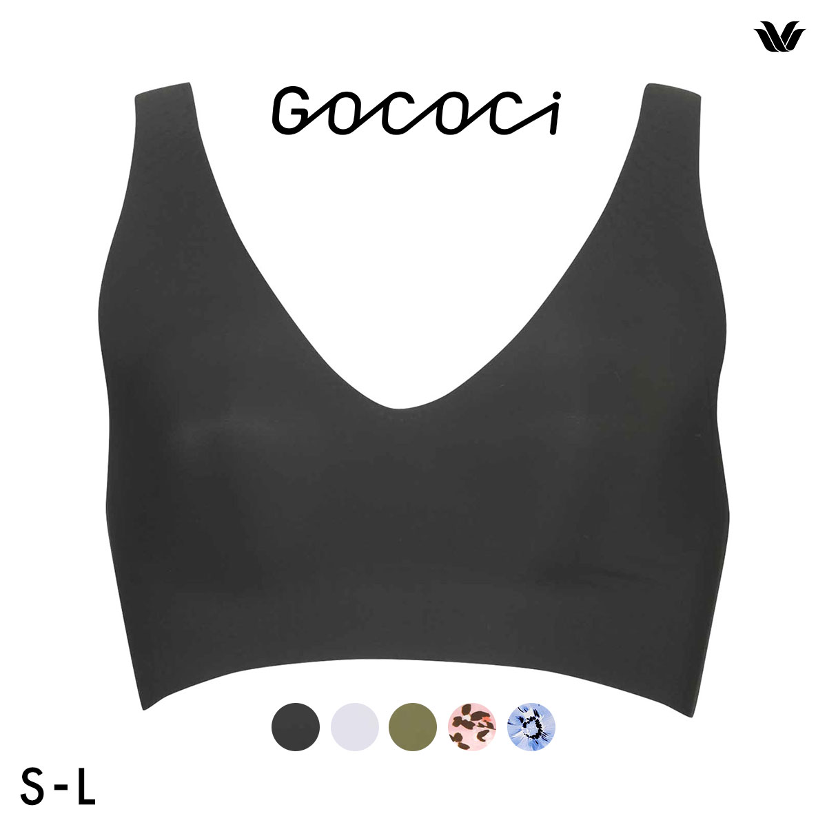 ワコール Wacoal ゴコチ GOCOCi CGG536 ラクに美胸キープ シームレス ノンワイヤーブラ Vネック ML フラット 無縫製 ワイヤレスブラ ブラジャー(BK-ブラック-S)
