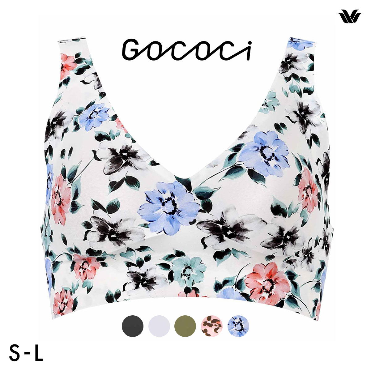 ワコール Wacoal ゴコチ GOCOCi CGG536 ラクに美胸キープ シームレス ノンワイヤーブラ Vネック ML フラット 無縫製 ワイヤレスブラ ブラジャー(WH-ホワイト-S)