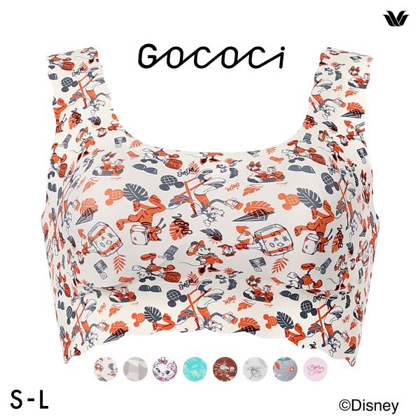 ワコール ゴコチ Disney シームレス ノンワイヤーブラ プリント CGG537 SML ミッキー ミニー スティッチ マリー ブラジャー Wacoal GOCOCi