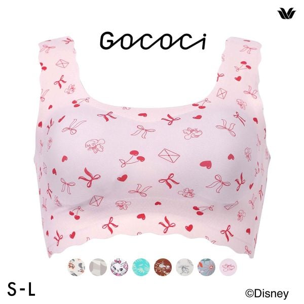 ワコール ゴコチ Disney シームレス ノンワイヤーブラ プリント CGG537 SML ミッキー ミニー スティッチ マリー ブラジャー Wacoal GOCOCi