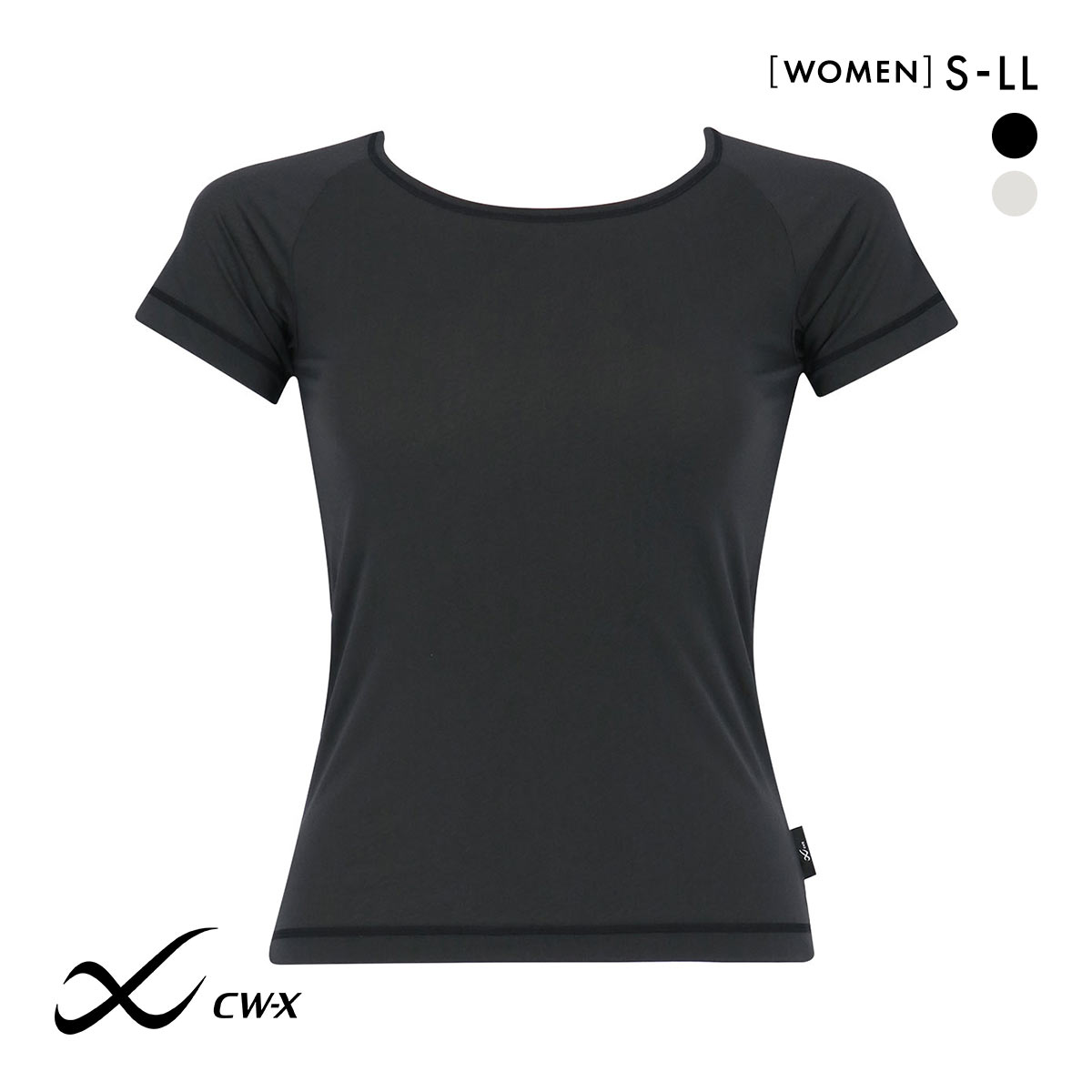 ワコール シーダブリューエックス 汗対策インナー べたつきからの解放 半袖 Wacoal CW-X WOMENS(BK-ブラック-S)