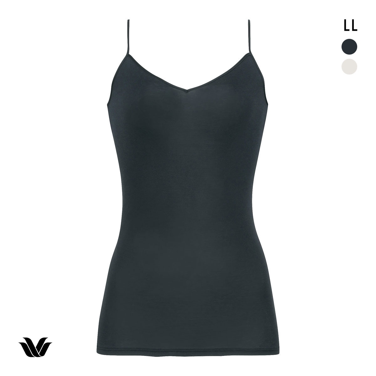 ワコール WACOALコットン オーガニックコットン100％ Vネック キャミソール インナー ニットトップ LL Wacoal(BK-ブラック-LL)