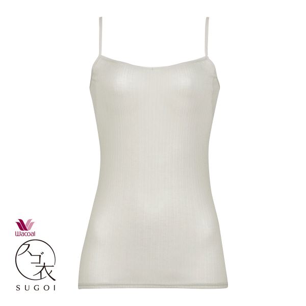 ワコール Wacoal スゴ衣 快適プラス 薄い、軽い、涼しい リブ キャミソール インナー 脇汗 薄手 吸汗速乾 LL レディース