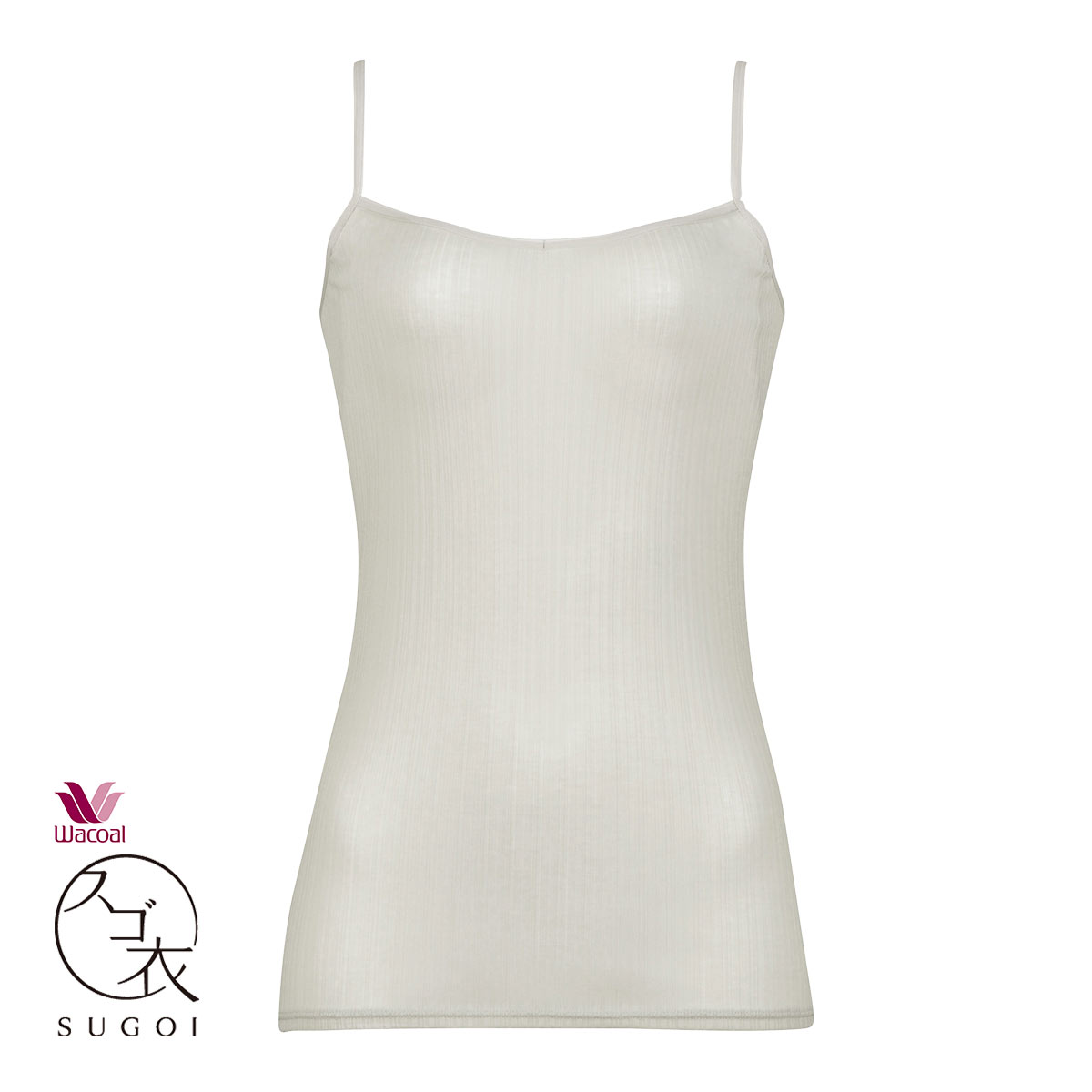 ワコール Wacoal スゴ衣 快適プラス 薄い、軽い、涼しい リブ キャミソール インナー 脇汗 薄手 吸汗速乾 LL レディース(LGY-薄グレー-LL)