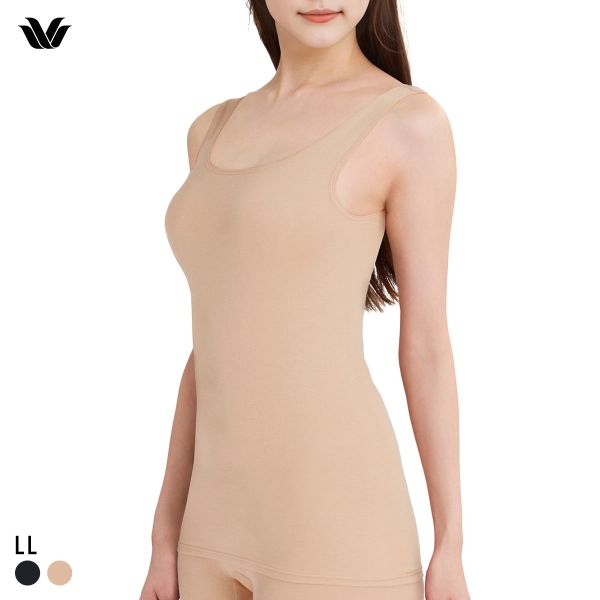 ワコール WACOALコットン ふんわりあったかタイプ Uネック ノースリーブ LL インナー 保温 Wacoal