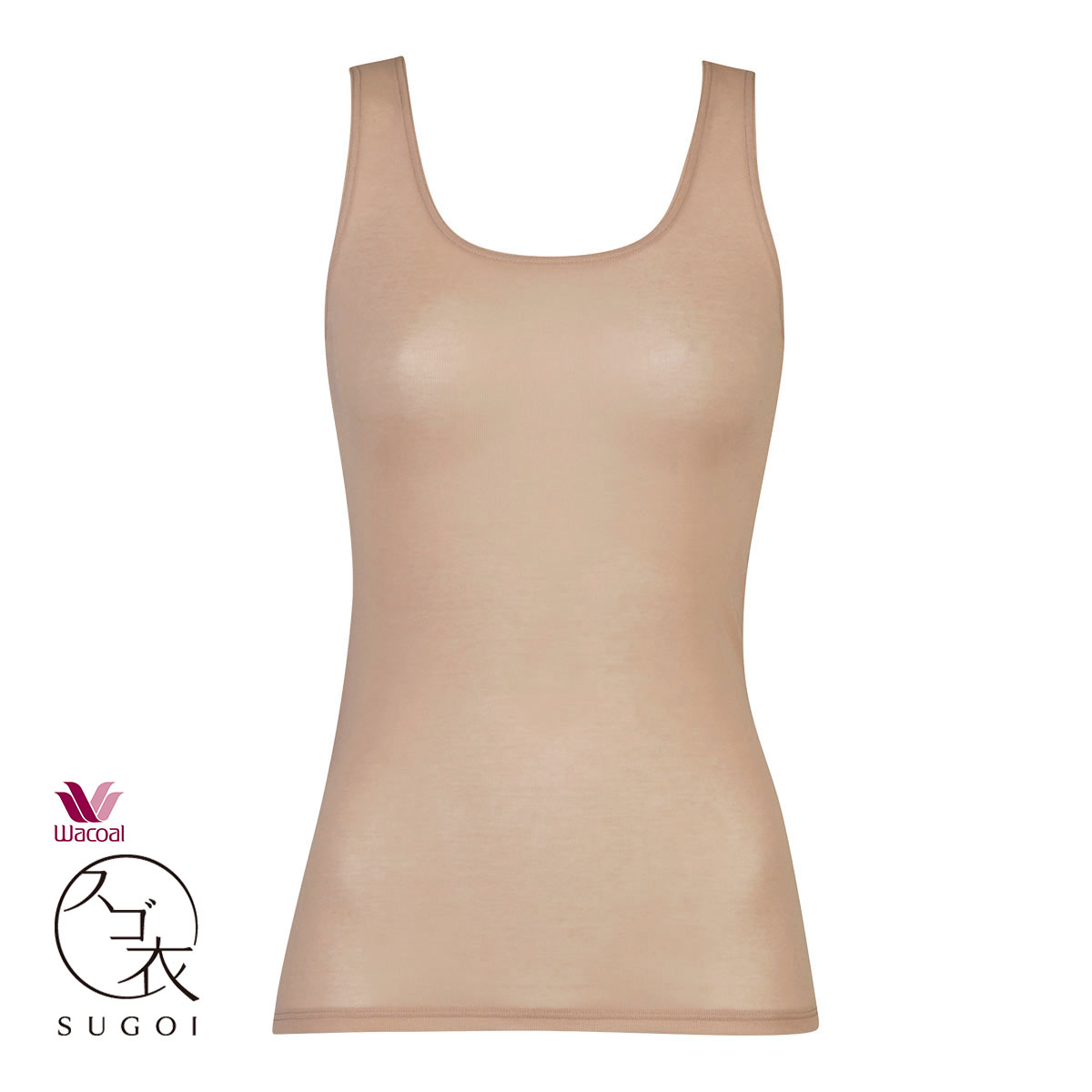 ワコール Wacoal スゴ衣 薄い、軽い、涼しい ノースリーブ タンクトップ インナー 薄手 吸汗速乾 LL(BE-ベージュ-LL)