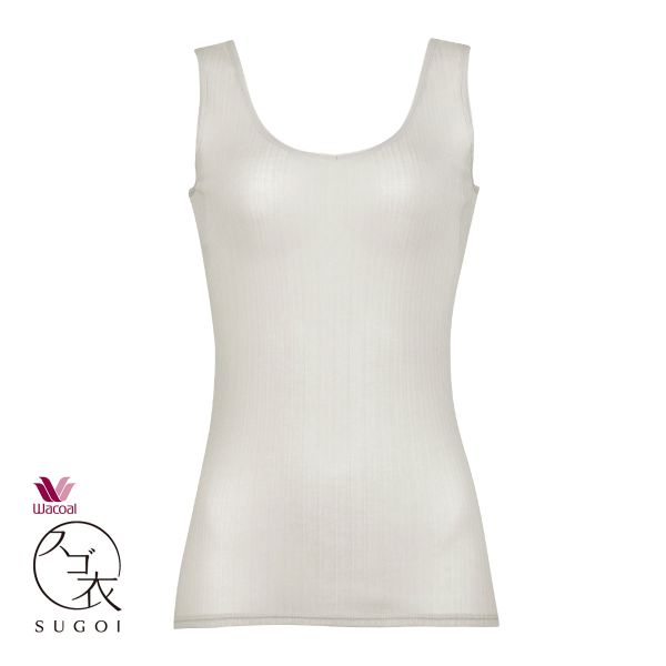 ワコール Wacoal スゴ衣 快適プラス 薄い、軽い、涼しい リブ タンクトップ インナー 脇汗 薄手 吸汗速乾 LL レディース