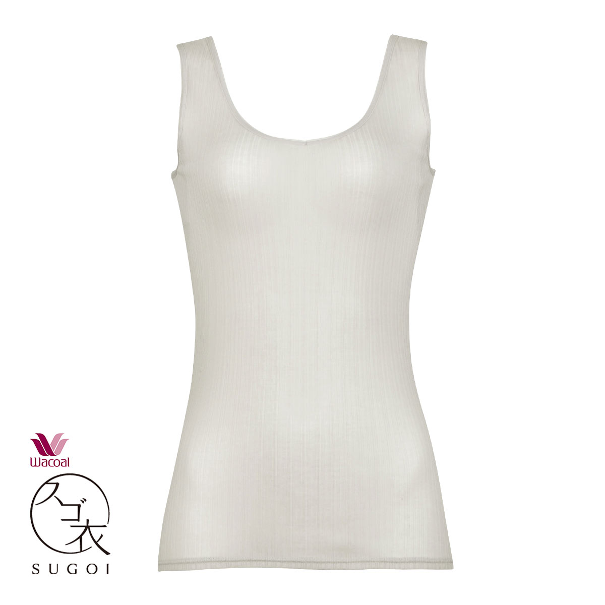 ワコール Wacoal スゴ衣 快適プラス 薄い、軽い、涼しい リブ タンクトップ インナー 脇汗 薄手 吸汗速乾 LL レディース(LGY-薄グレー-LL)