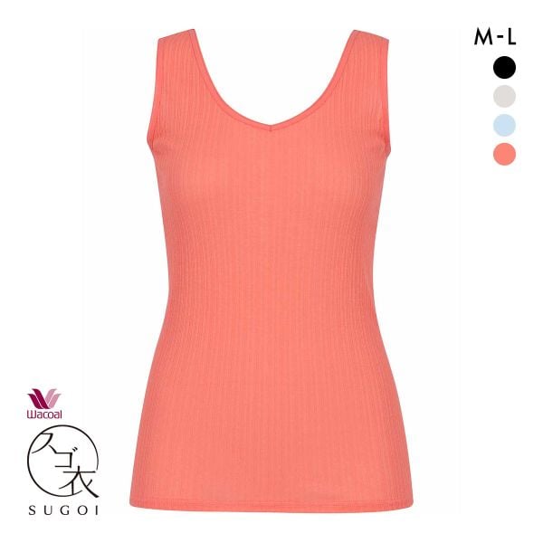 ワコール タンクトップ スゴ衣 快適プラス 薄い、軽い、涼しい リブ インナー 脇汗 薄手 吸汗速乾 ML レディース Wacoal