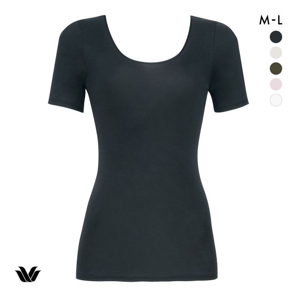 ワコール WACOALコットン オーガニックコットン100％ Uネック 3分袖インナー ニットトップ 半袖 ML Wacoal