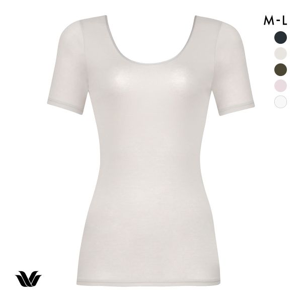 ワコール WACOALコットン オーガニックコットン100％ Uネック 3分袖インナー ニットトップ 半袖 ML Wacoal