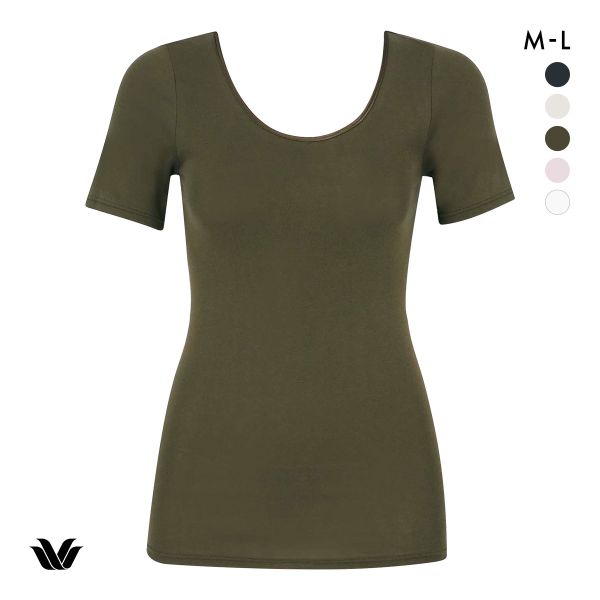 ワコール WACOALコットン オーガニックコットン100％ Uネック 3分袖インナー ニットトップ 半袖 ML Wacoal